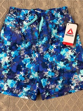 Reebok Blue Multi Splash Boys' Swim Short Trunks ~ Small 6/7